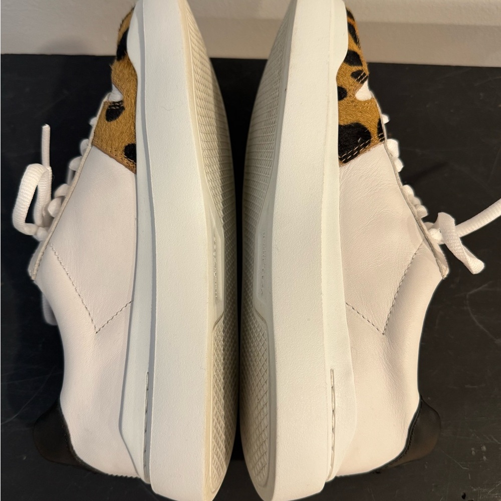 Cole Haan White Sneakers with Tan and Black Leopard Accents - Picture 6 of 12